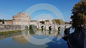 Castel Sant Angelo and the river Tevere in Rome