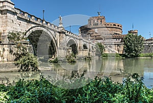 Castel Sant`Angelo Rome Italy, view from the river Tevere