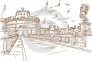 Castel Santangelo hand draw