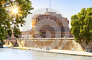 Castel Santâ€™Angelo in summer, scenic sunny view, Rome, Italy