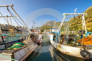 Castellammare del Golfo on Sicily, harbor with fishing boats