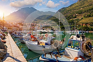 Castellammare del Golfo town (Gulf of Castellammare) on Mediterranean Sea, Trapany, Sicily, Italy.