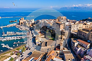 Castellammare del Golfo town (Gulf of Castellammare) on Mediterranean Sea, Trapany, Sicily, Italy.