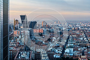 Castellana and Madrid skyline from above