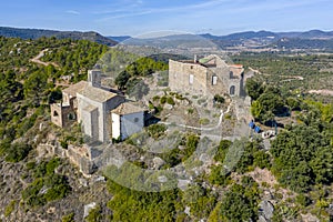 Castellar castle and church of San Miguel in Aguilar de Segarra province Barcelona, Spain photo