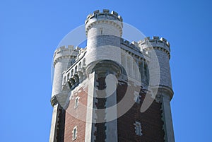 Castellated tower with crenellation and battlements photo