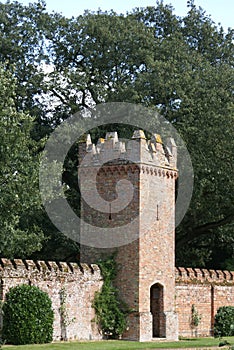 Castellated tower. Walled garden