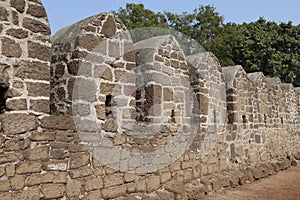 Castellated Wall, Malik-E-Maidan Cannon Point, Bijapur Fort, Bijapur, Karnataka, India