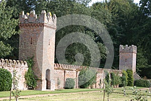 castellated wall with towers and battlements
