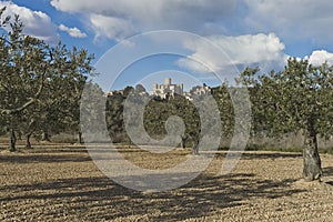 Castellet Castle near Foix dam at Barcelona, Spain