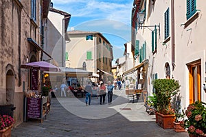 CASTELLINA IN CHIANTI, ITALY - OCTOBER 10,2017: Street view of Castellina in Chianti. A small typical town in Italy.