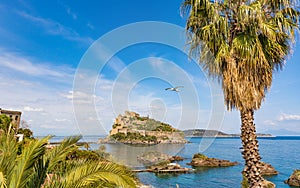 Castello Aragonese - famous landmark near Ischia island, Italy.