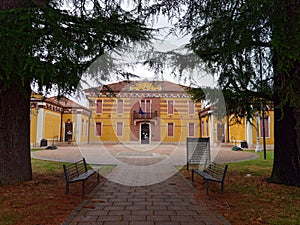 Castello di Costa di Mezzate, ITALY - August 7, 2019: administrative building of the old city