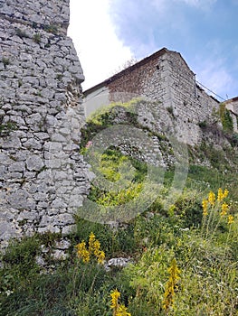 Castello ruins at the top of Rocca d& x27;Arce, Lazio, Italy photo