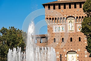 Castello Sforzesco - The main facade of the Sforza Castle in Milan Italy
