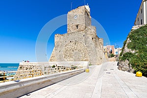 Castello Svevo of Termoli surrounded by the sea under the sunlight in Italy