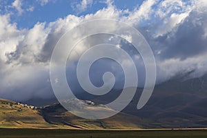 Castelluccio village in National Park Monte Sibillini, Umbria region, Italy