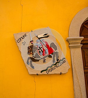 Castelmezzano coat-of-arms, tipical italian little village on appenini mountains, province of Potenza