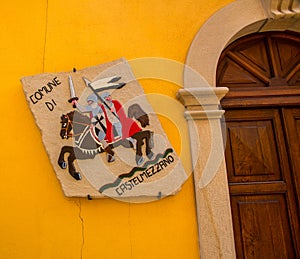 Castelmezzano coat-of-arms, tipical italian little village, province of Potenza, in the Southern Italian