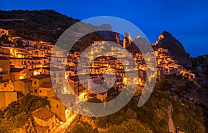 Castelmezzano at night, Basilicata, Italy photo