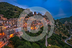 Castelmezzano at night, Basilicata, Italy photo