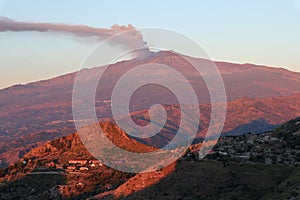 Castelmola - Fumata dell`Etna all`alba photo
