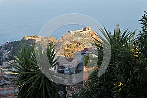 Castelmola - Scorcio del castello di Taormina al tramonto photo