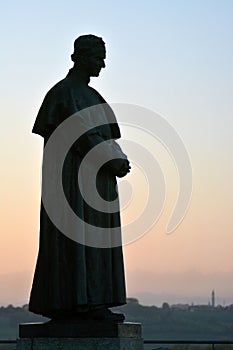Castelnuovo don Bosco, Piedmont, Italy - 10-26-2021-The statue dedicated to Saint John Bosco in his native village