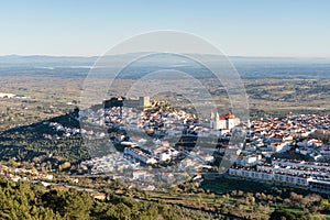 Castelo de Vide in Alentejo, Portugal from Serra de Sao Mamede mountains