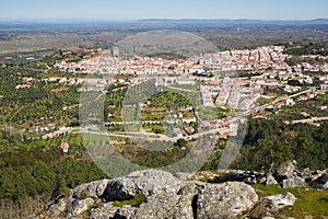 Castelo de Vide in Alentejo, Portugal from Serra de Sao Mamede mountains