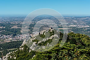 Castelo dos Mouros from Palacio de Pena in the outskirts of Sintra in Portugal