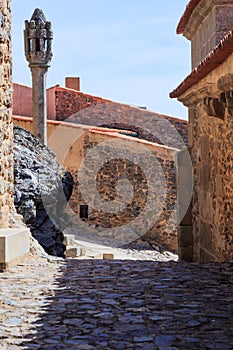 Pelourinho in the cobbled streets of Castelo de Rodrigo, Portugal photo