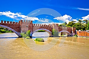 Castelvecchio Bridge on Adige river in Verona