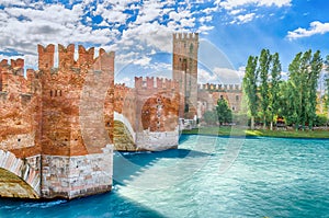 Castelvecchio Bridge, aka Scaliger Bridge in Verona, Italy