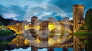 Castelvecchio Bridge at night in Verona