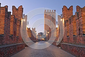 Castelvecchio Bridge over the Adige River in Verona, Italy