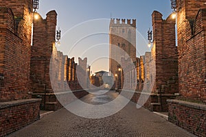 Castelvecchio Bridge over the Adige River in Verona, Italy