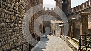 Castelvecchio castle in Verona, Italy. The pathways inside the fortress