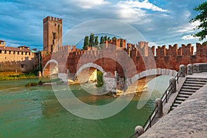 Castelvecchio at sunset in Verona, Italy.