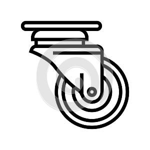 casters wheel hardware furniture fitting line icon vector illustration