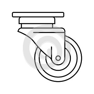 casters wheel hardware furniture fitting line icon vector illustration