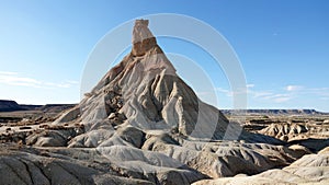 Castil de tierra at Las Bardenas Reales semi desert in Navara, Spain