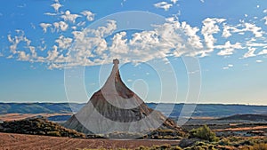 Castil de tierra at Las Bardenas Reales semi desert in Navara, Spain