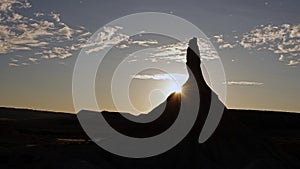 Castil de tierra sunset at Las Bardenas Reales semi desert in Navara, Spain