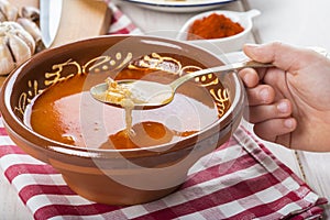 Castilian or garlic soup with eggs