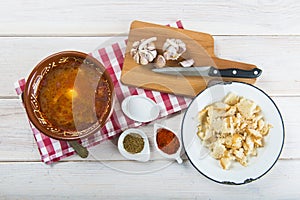 Castilian or garlic soup with eggs