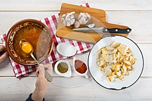 Castilian or garlic soup with eggs