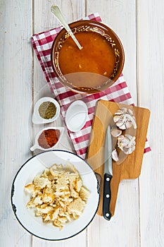 Castilian or garlic soup with eggs