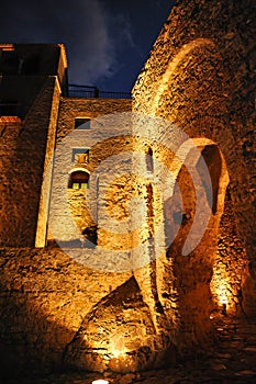 Castillo de Castellar de la Frontera de noche, provincia de CÃÂ¡diz, EspaÃÂ±a photo