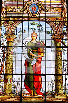 Stained glass window in Chapultepec castle, Mexico city. III photo